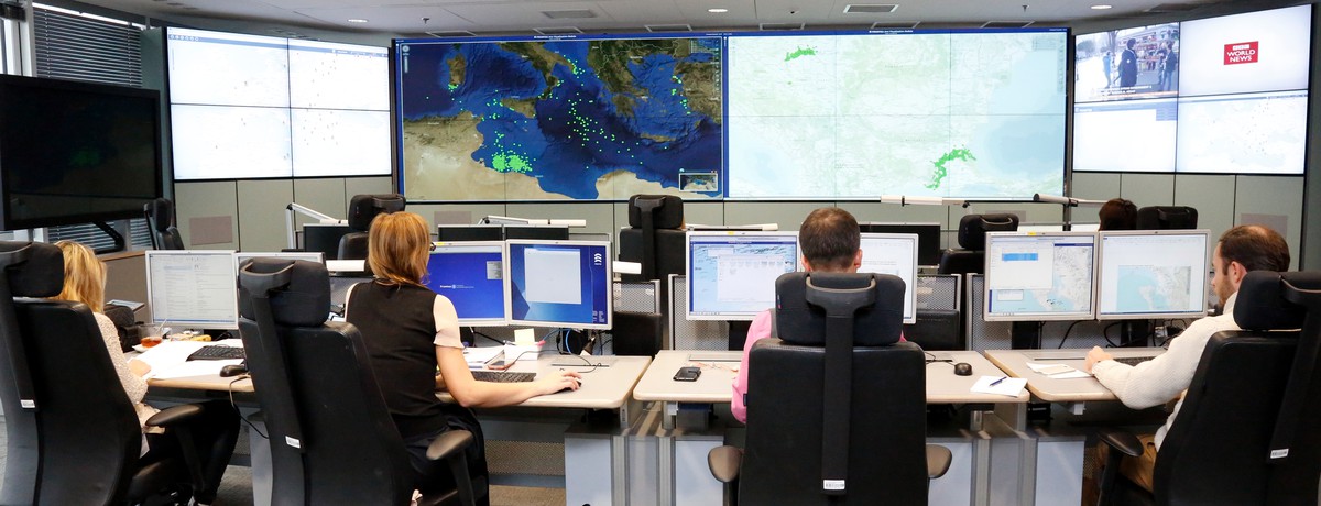 Das Lagenezntrum bei Frontex. Hier laufen auch die Daten von EUROSUR zusammen. (Bild: Frontex)